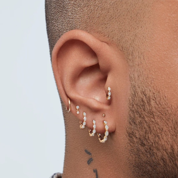 Maria Tash Invisible Set Diamond Dangle Threaded Stud Earring - White Gold - Picture 4 of 8